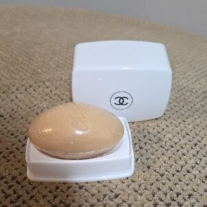 CHANEL Beige Cleansing Soap with White Logo Case